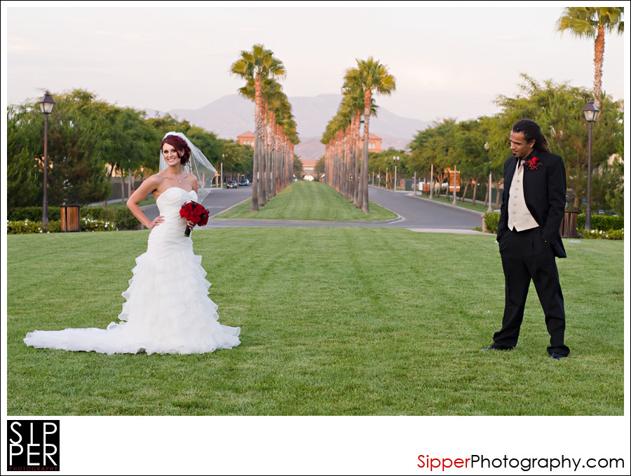 Groom checking out his bride in Irvine, CA