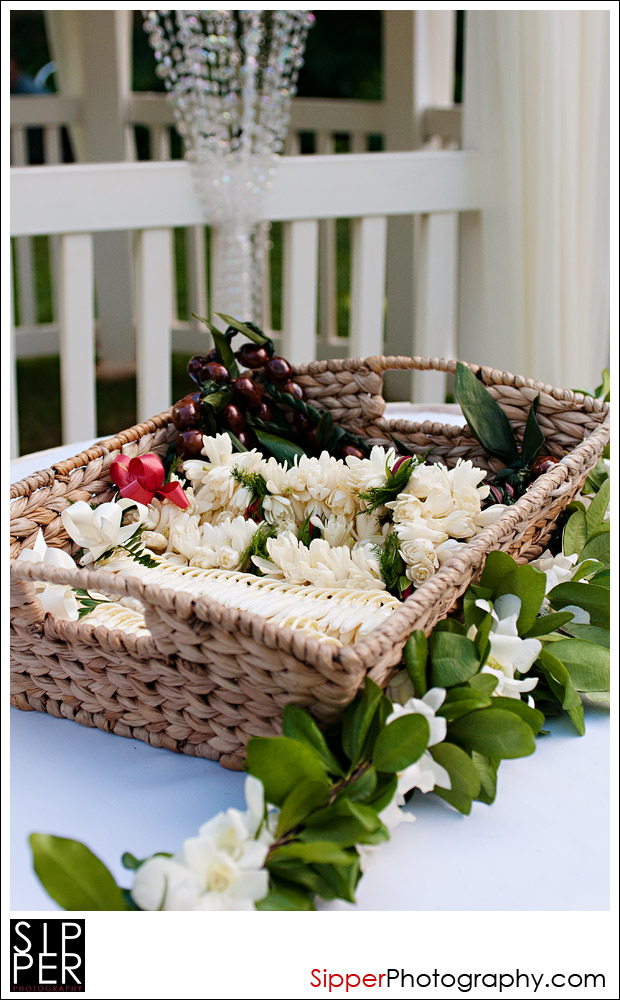 Lei Basket at Wedding Ceremony